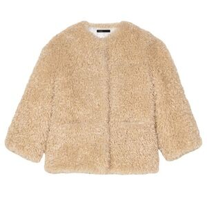 Maje Cream Faux Fur Jacket